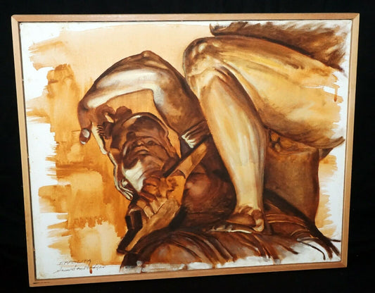 Hawaii Framed Oil over Acrylic Wash Hercules & Hippolyta by Snowden Hodges (Sho)