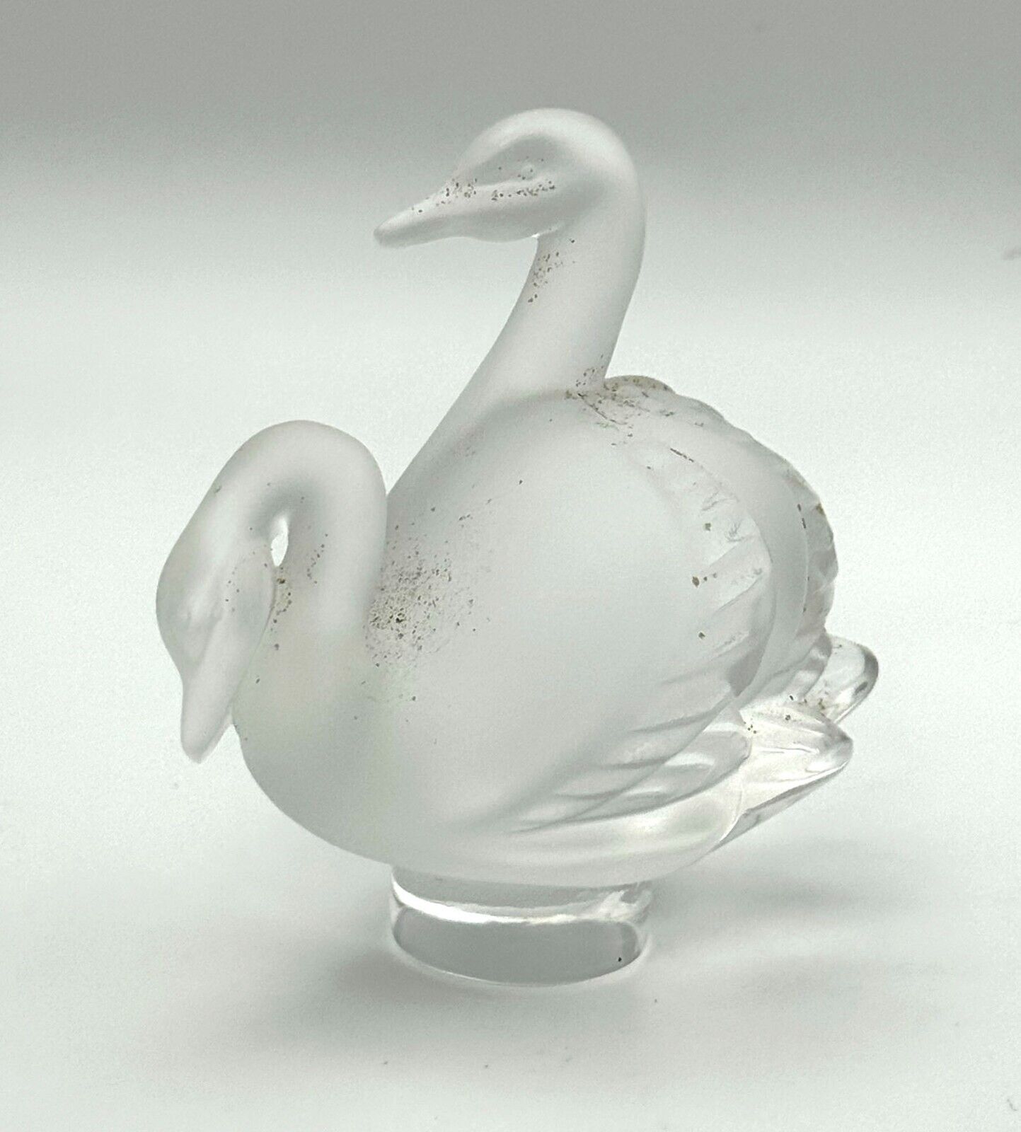 Vintage French Frosted Crystal Lalique Double Swan Figurine 3.14" (TuC)