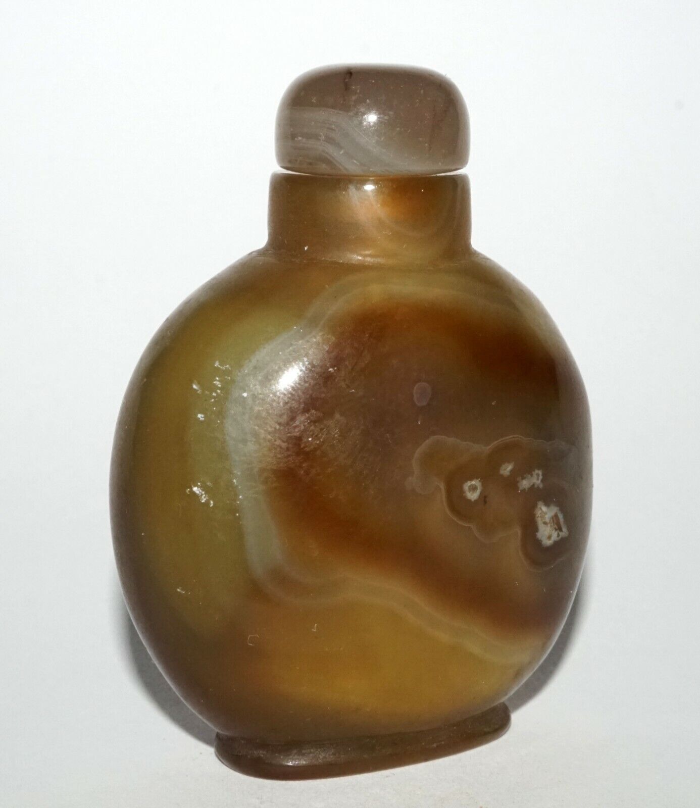 Vintage Chinese Grey Blue Red Agate Snuff Bottle w. Agate Stopper (LeS) G4