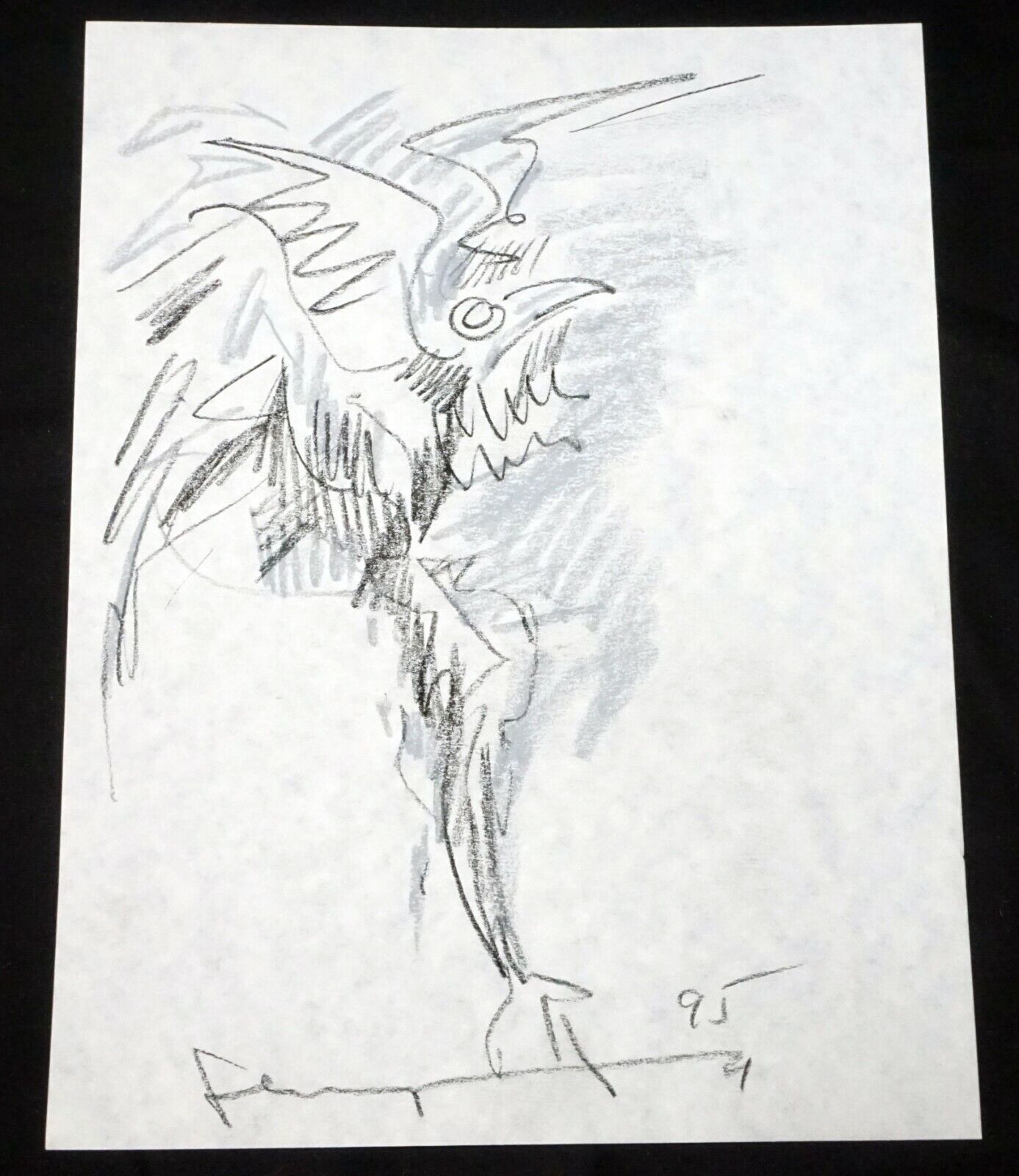 '95 Chinese Hawaii Drawing "Phoenix" by John Chin Young (1909 - 1997)(SaJ)2