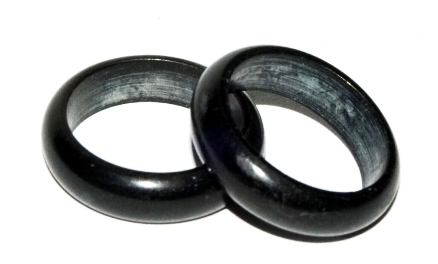 2Pc Vintage Chinese Black Onyx Rings Sz.8 (LeS) R17