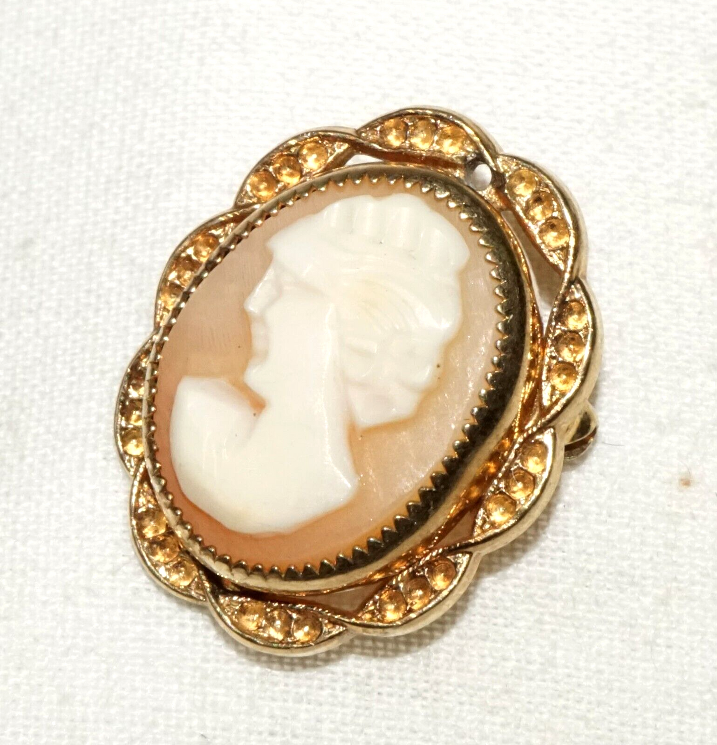 Vintage Gold Plated Shell Cameo w. Woman's Bust Motif (GoB) #10