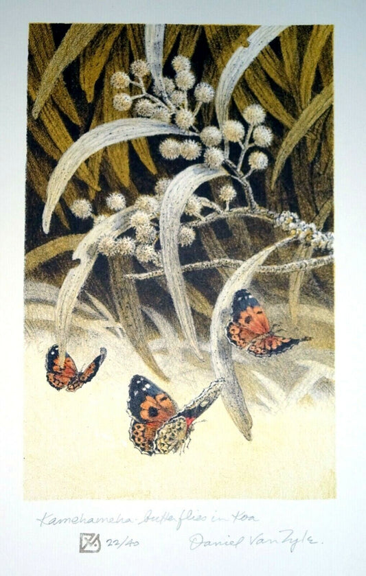 '98 Hawaii Litho Print 22/40 "Kamehameha Butterflies" by Daniel Van Zyle (AHB)