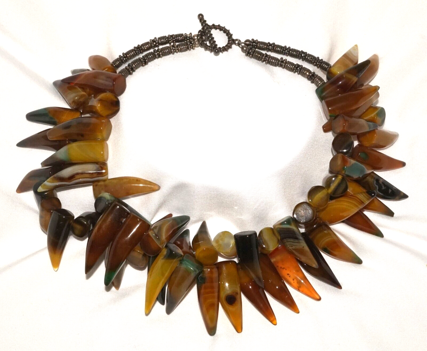 Banded Peruvian Hardstone Double Stranded Claw Choker (MaM)1