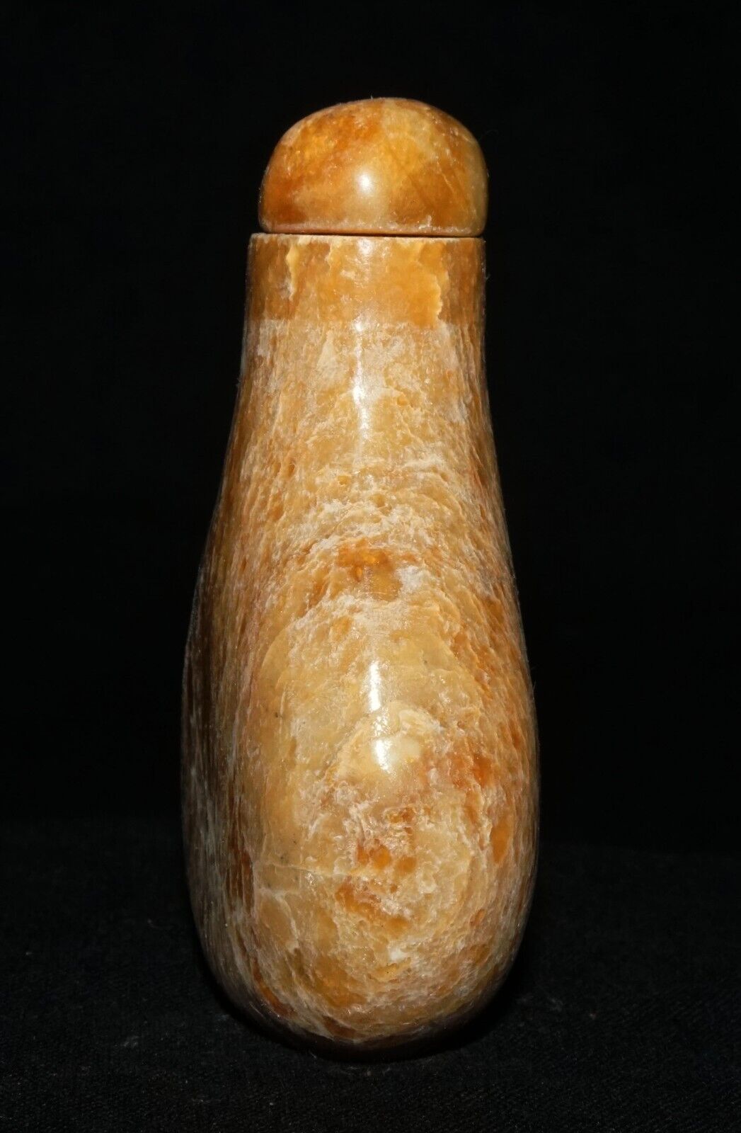 Vintage Chinese Yellow & Brown Mottled Jade Carved Snuff Bottle (LeS) G17