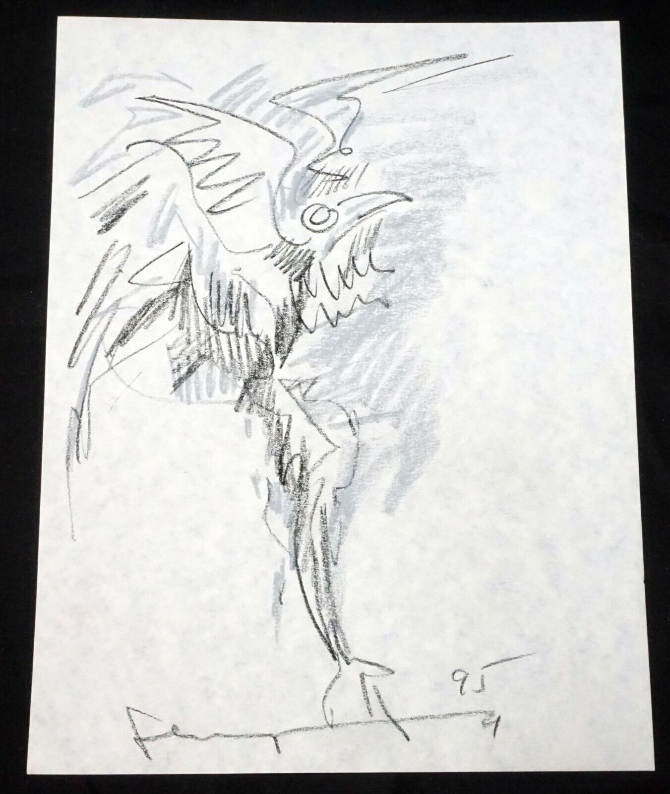 '95 Chinese Hawaii Drawing "Phoenix" by John Chin Young (1909 - 1997)(SaJ)2