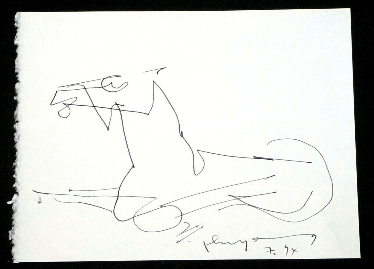 '94 Chinese Hawaii Mini Drawing "A Horse" by John Chin Young (1909 - 1997)(SaJ)9