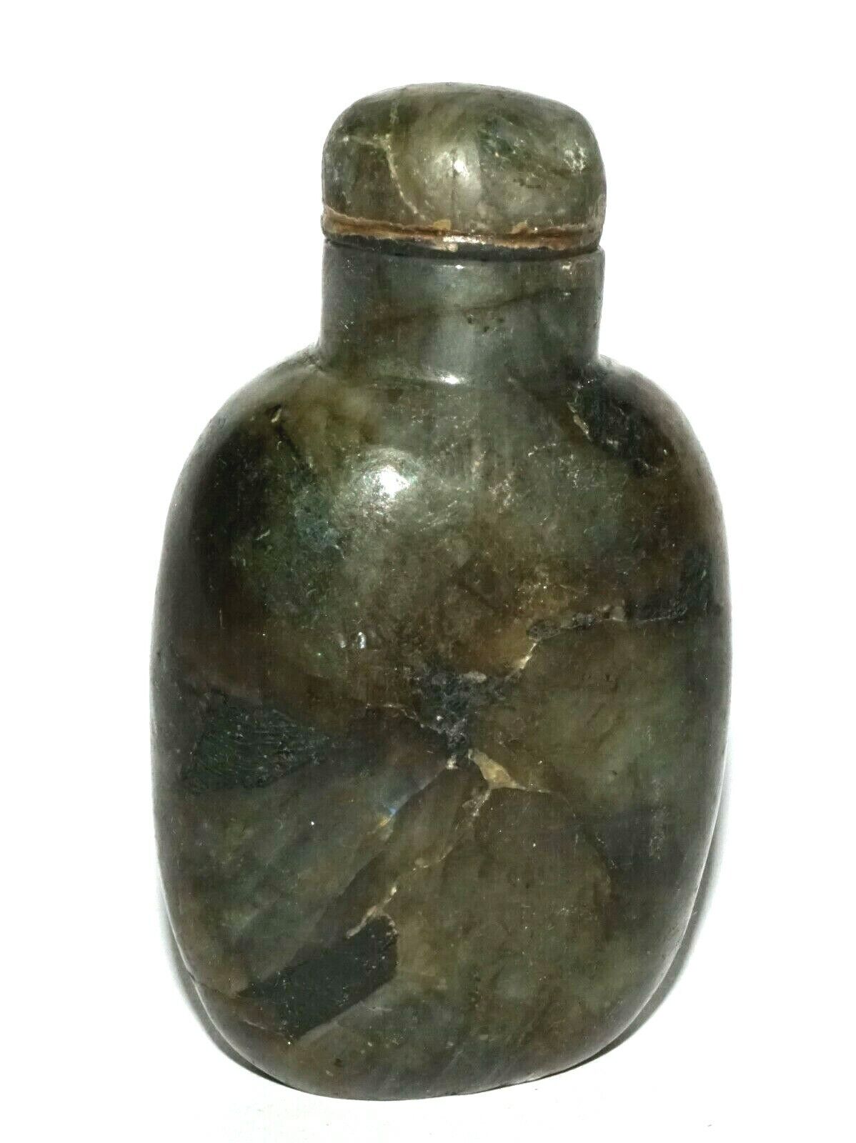 Vintage Chinese Labradorite Snuff Bottle w. Matching Stopper (LeS) G4