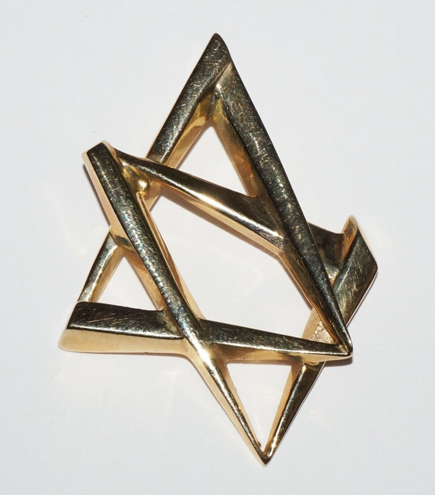 Vintage Modernist 14k Yellow Gold Abstract Star of David Pendant Charm (NaD)#20e