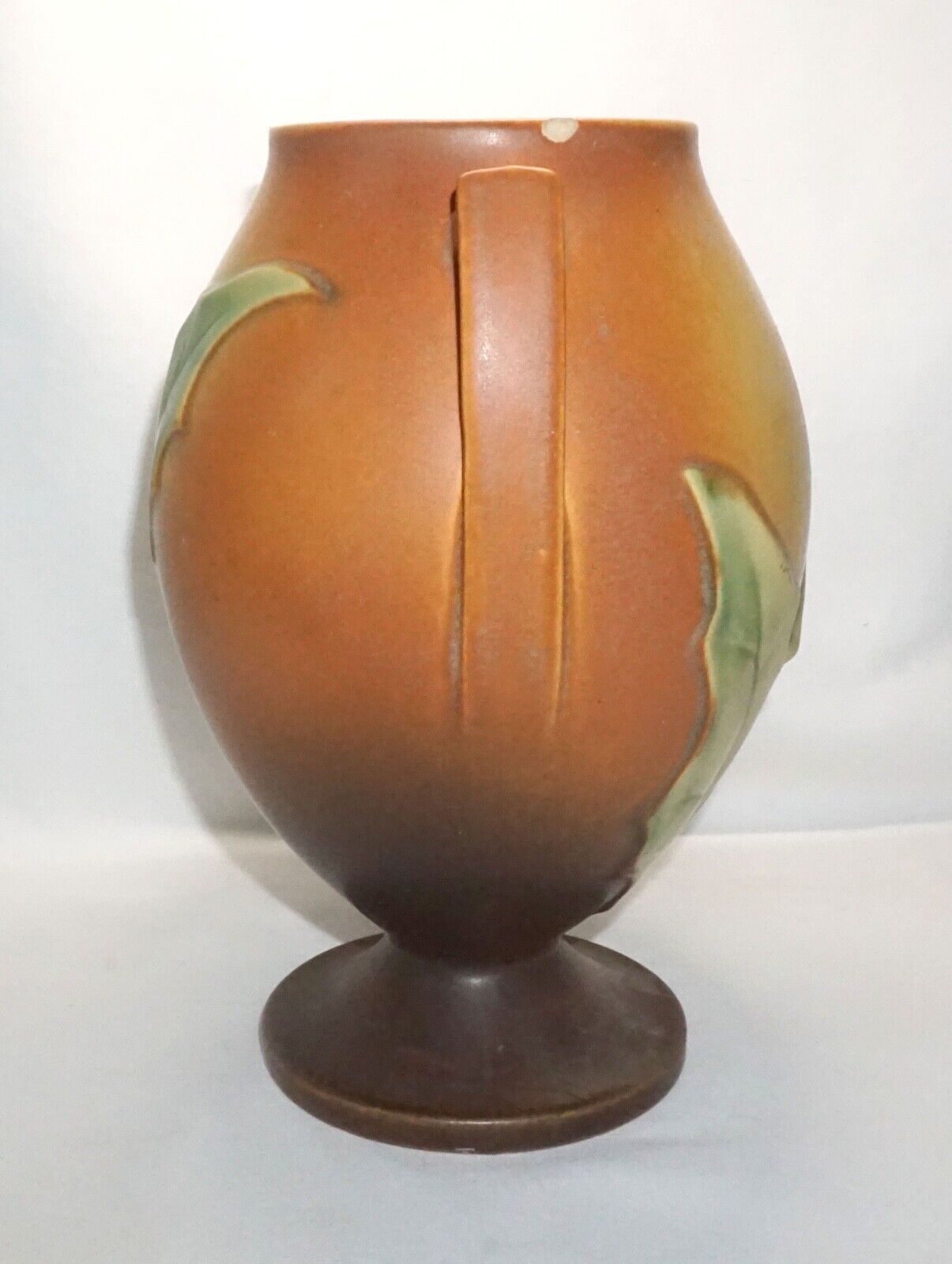 Vtg Roseville Thornapple Pottery Vase Pumpkin Orange Brown 2 Handle 820-9 (NeW)