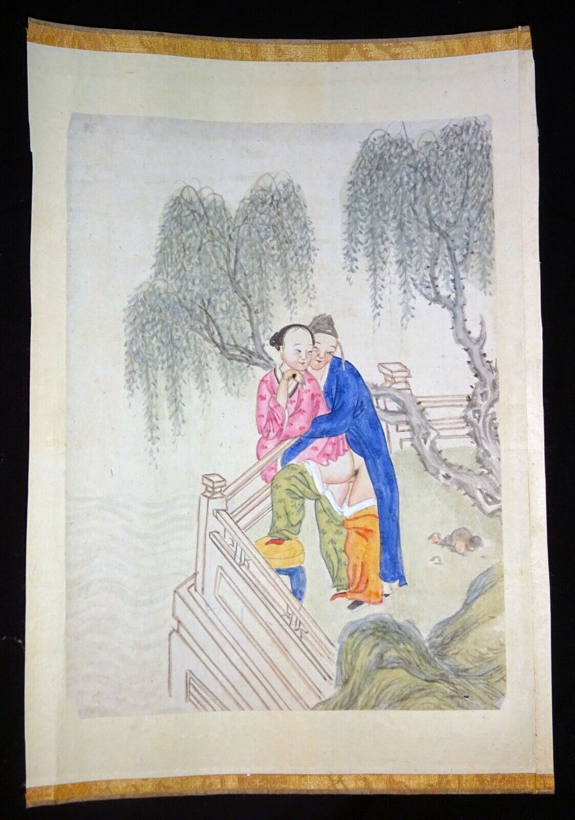 19C Chinese Erotic Pillow Color Paintings for Newly Married Couple (SoM)#7