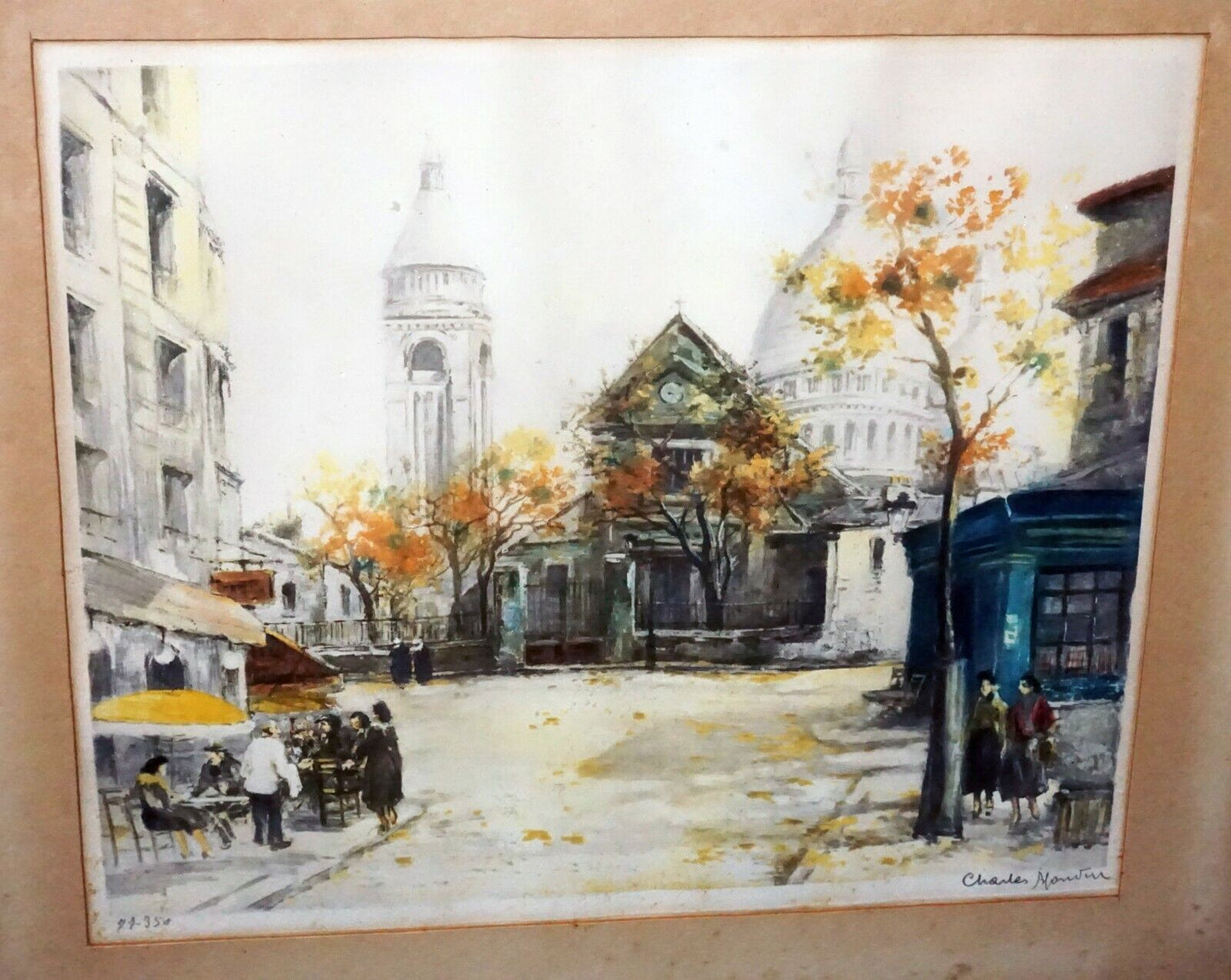 1920s French Color Print Paris Street Scene by Charles Blondin (1913-1991)(***)