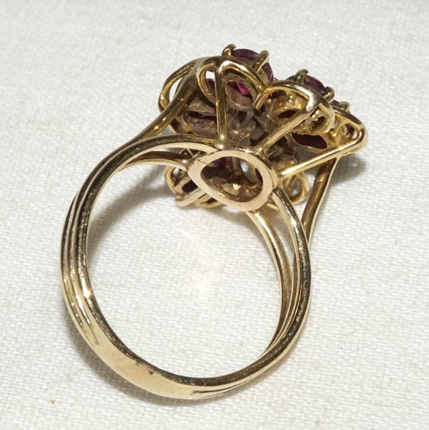 Vintage 14k Yellow Gold Ring Sz.7.5 set w. 6x Rubies & 5x Diamonds (GoB) #5