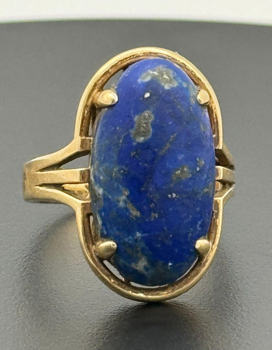 Vintage 14k Yellow Gold Ring Sz. 8.25 Lapiz Lazuli Cabochon (McC)