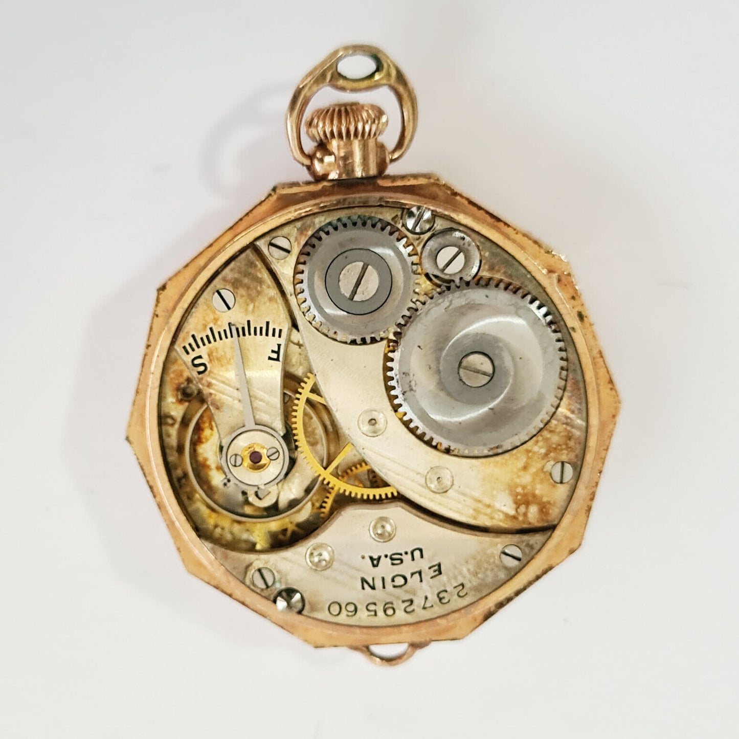 1927 US Gold Plated Open Face Ladies Half Hunter Pocket Watch by Elgin (AHB)