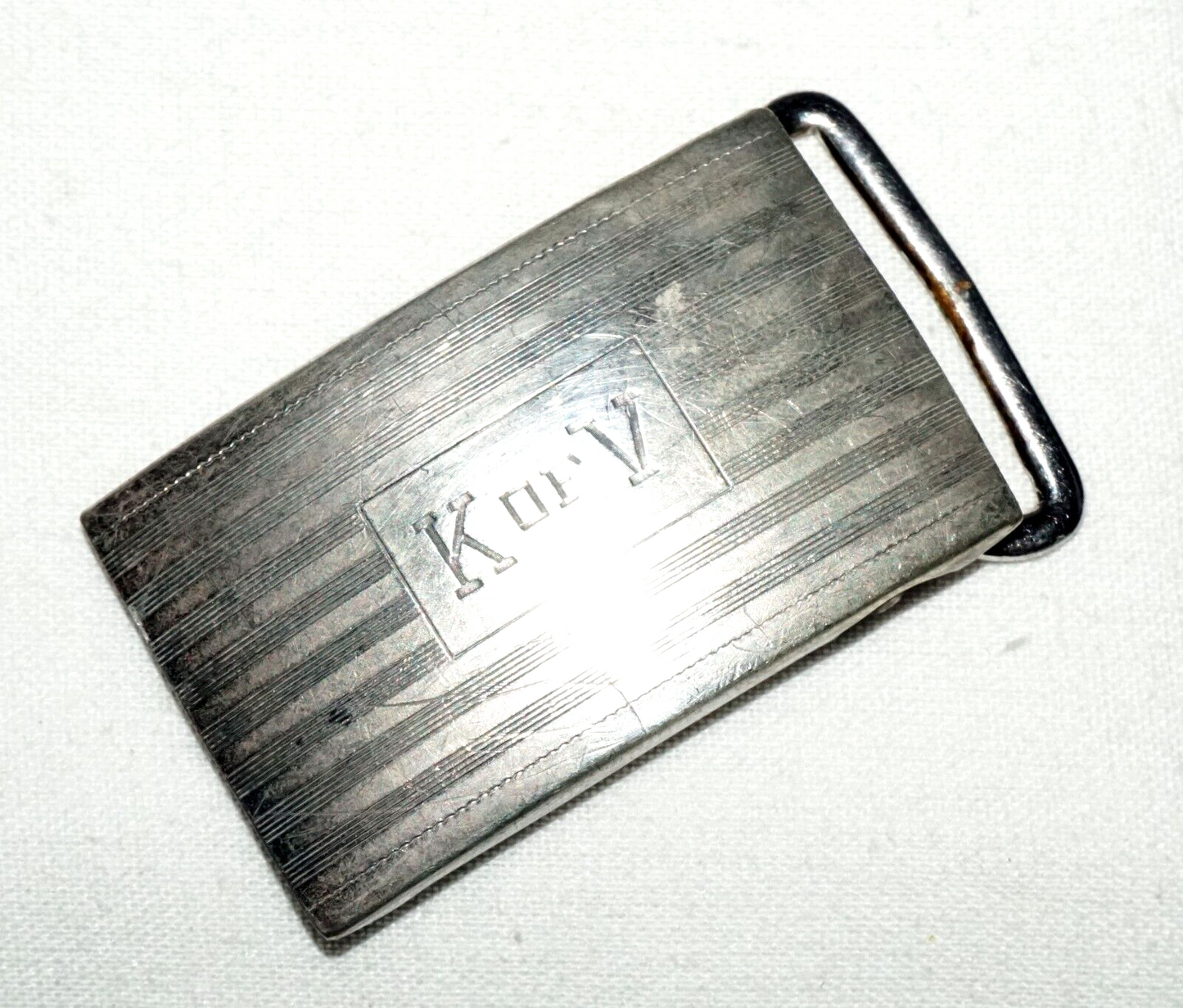 Vintage US Sterling Silver Ladies Belt Buckle "K of V" Engraving by Hayward(PiC)