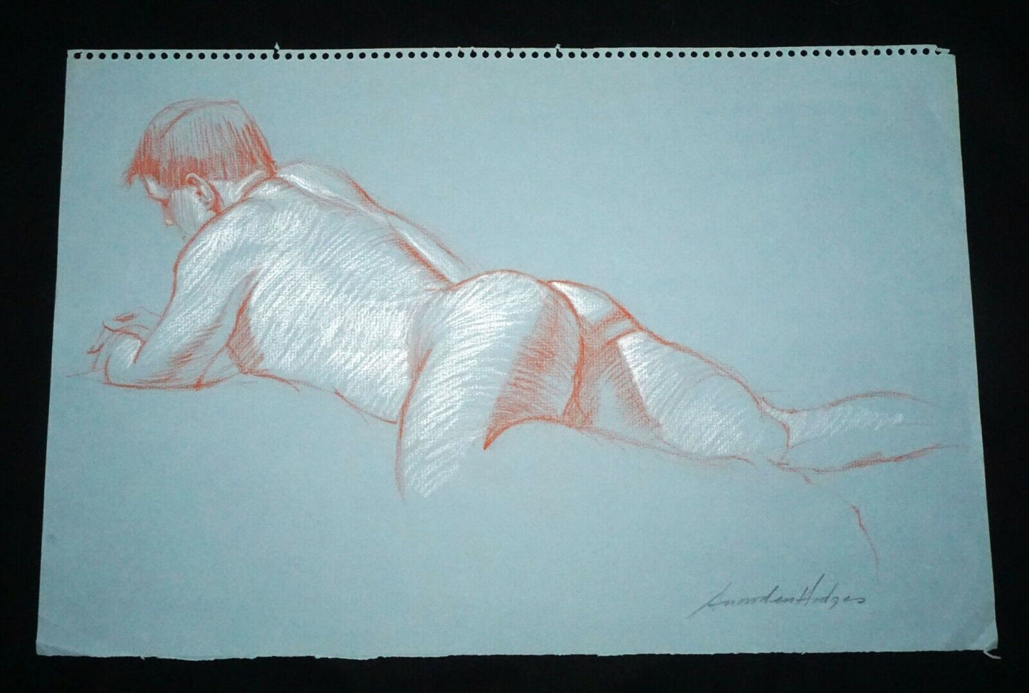 Hawaii Pencil & Color Wash Drawing Painting Male Nude by Snowden Hodges (Sho)#6