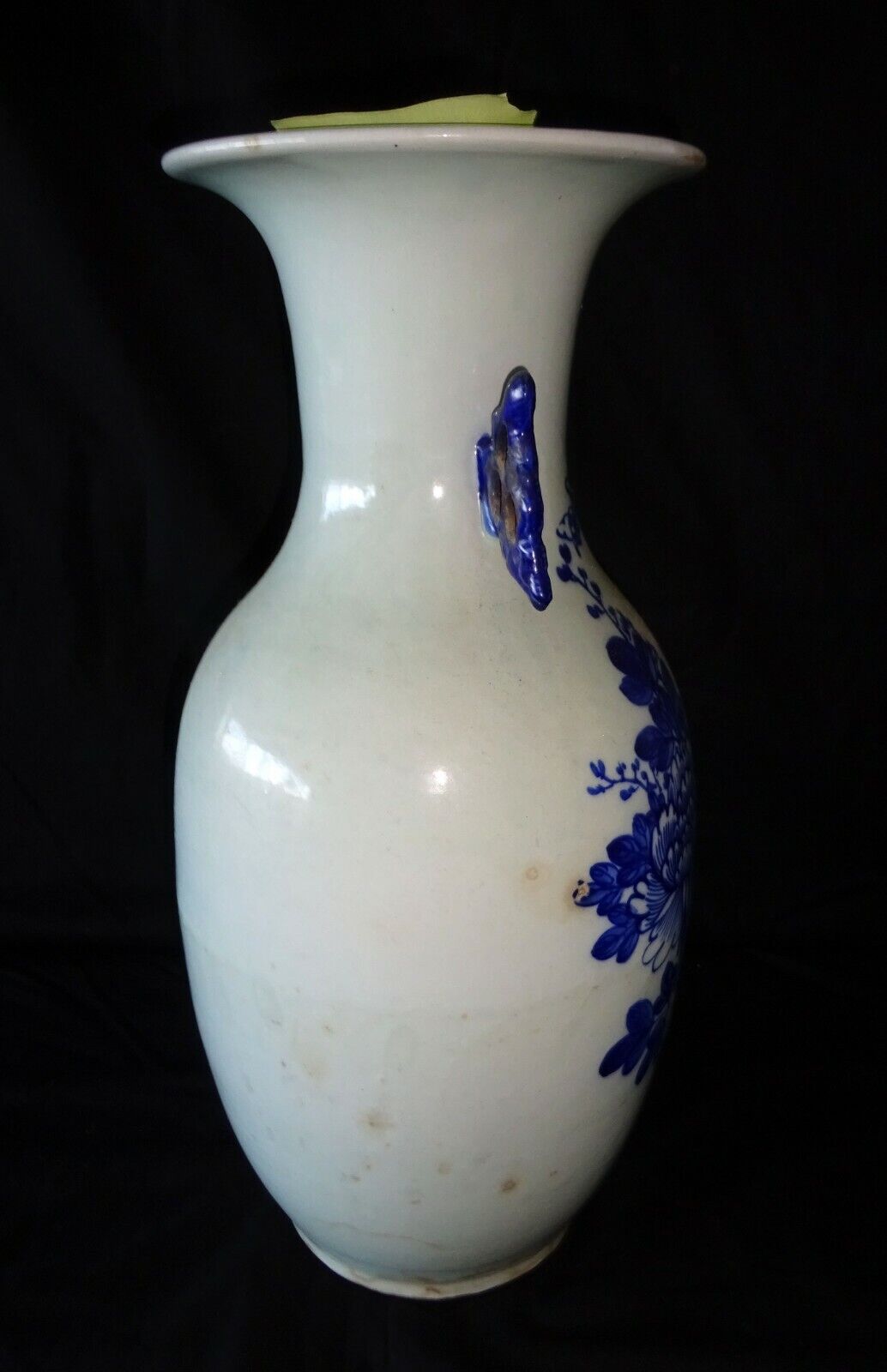 19C Chinese Large Porcelain B&W Vase w. Fanciful Bird Garden Motif (HeN)#3 IC