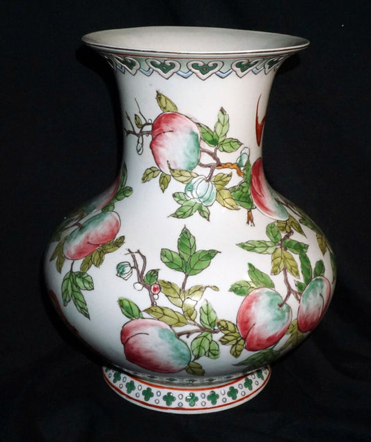 Chinese Pottery Vase w Peach Branch Motif in Enamels w. Yongzheng Mark (ChT) IC