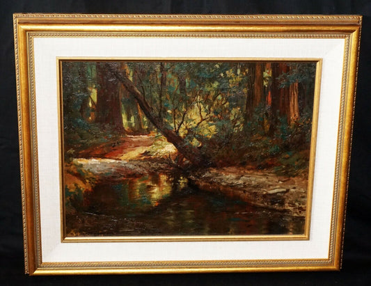 1910 California Oil Painting Forest by David Howard Hitchcock (1861-1943) (SRs)