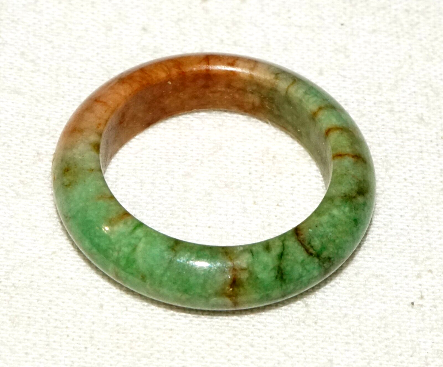 Vintage Chinese Green & Russet Jadeite Jade Ring Sz. 7.25 (GoB) #9