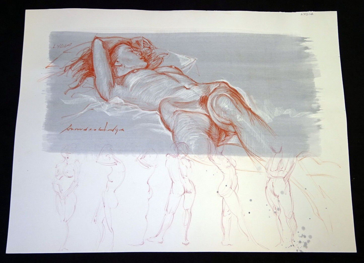 Hawaii Mixed Media Painting Sensual Nude on Icy Ground by Snowden Hodges (Sho)