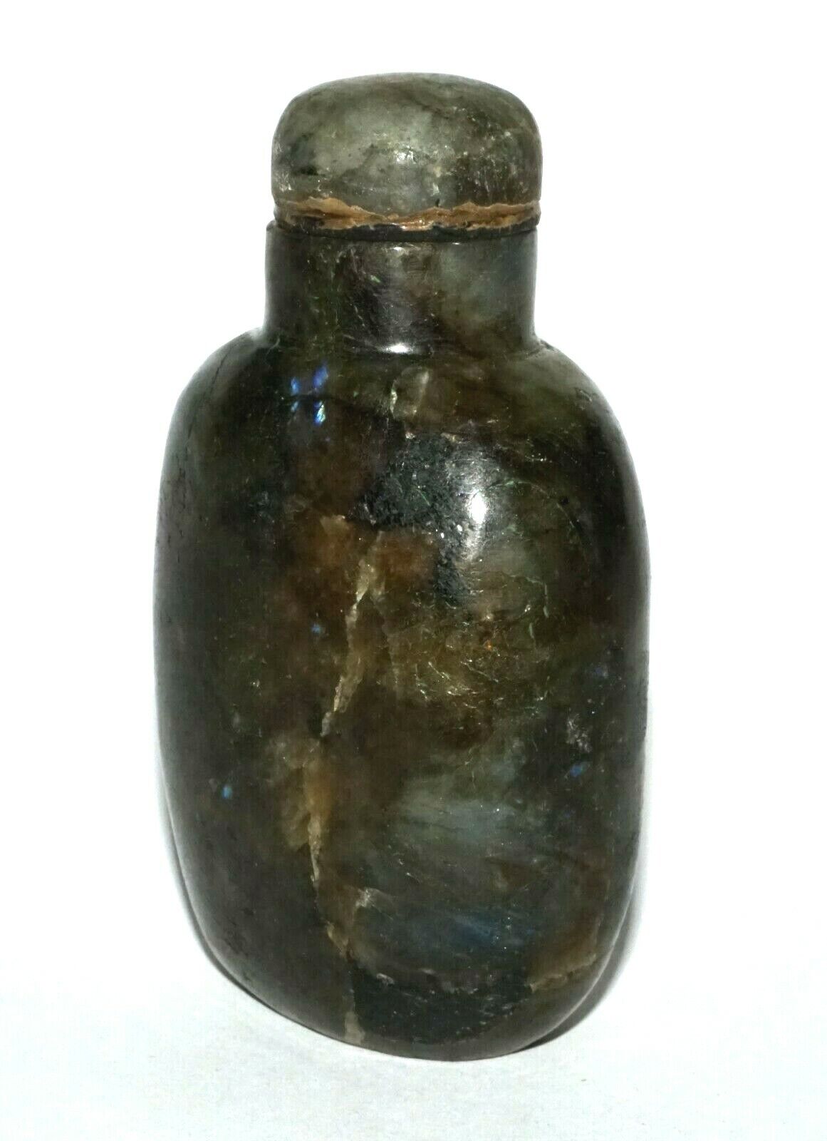 Vintage Chinese Labradorite Snuff Bottle w. Matching Stopper (LeS) G4