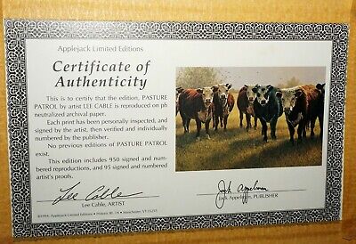 '93 Colorado Koa Framed Print 121/950 "Pasture Patrol" by Lee Cable (b1943)(***)