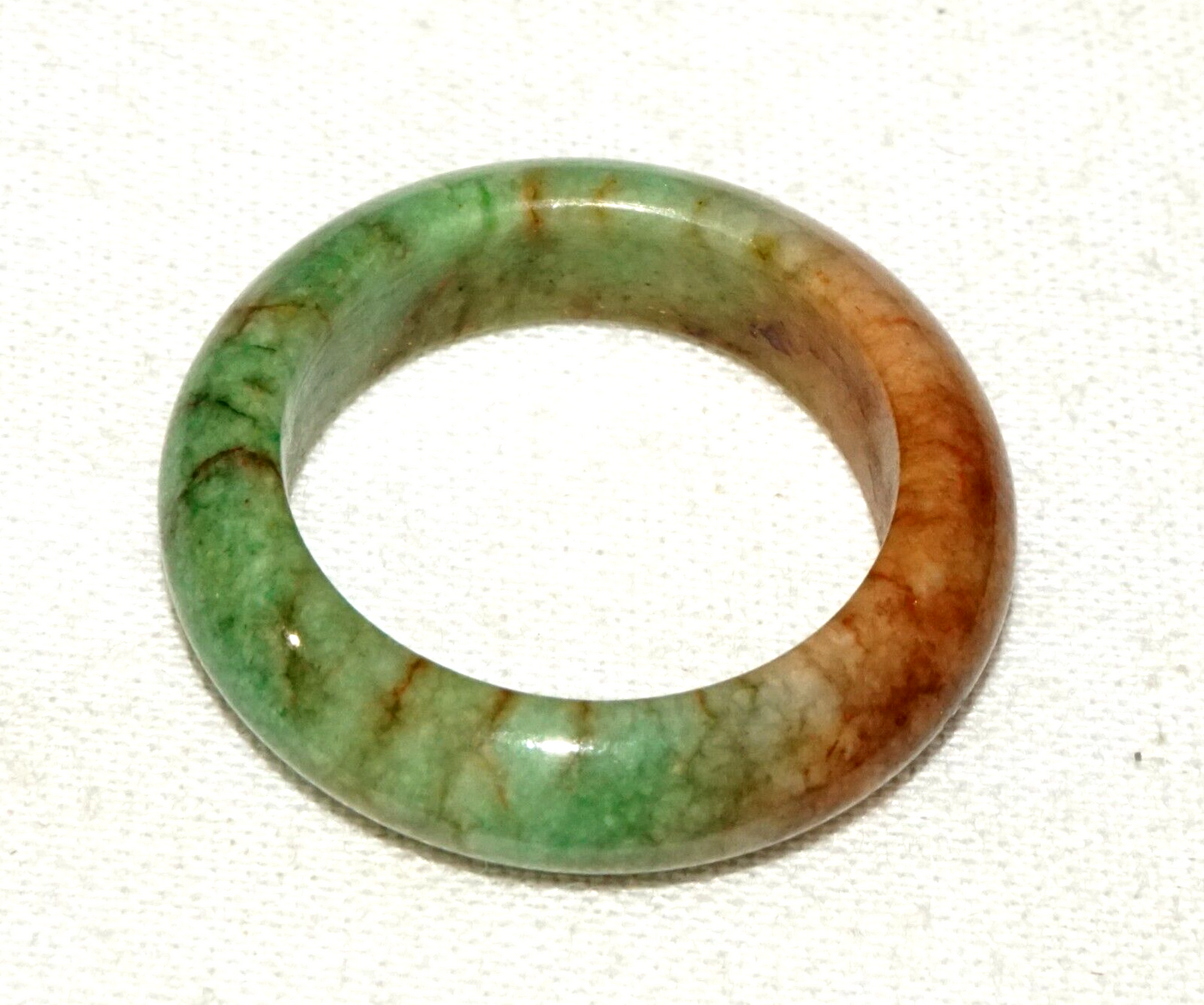 Vintage Chinese Green & Russet Jadeite Jade Ring Sz. 7.25 (GoB) #9