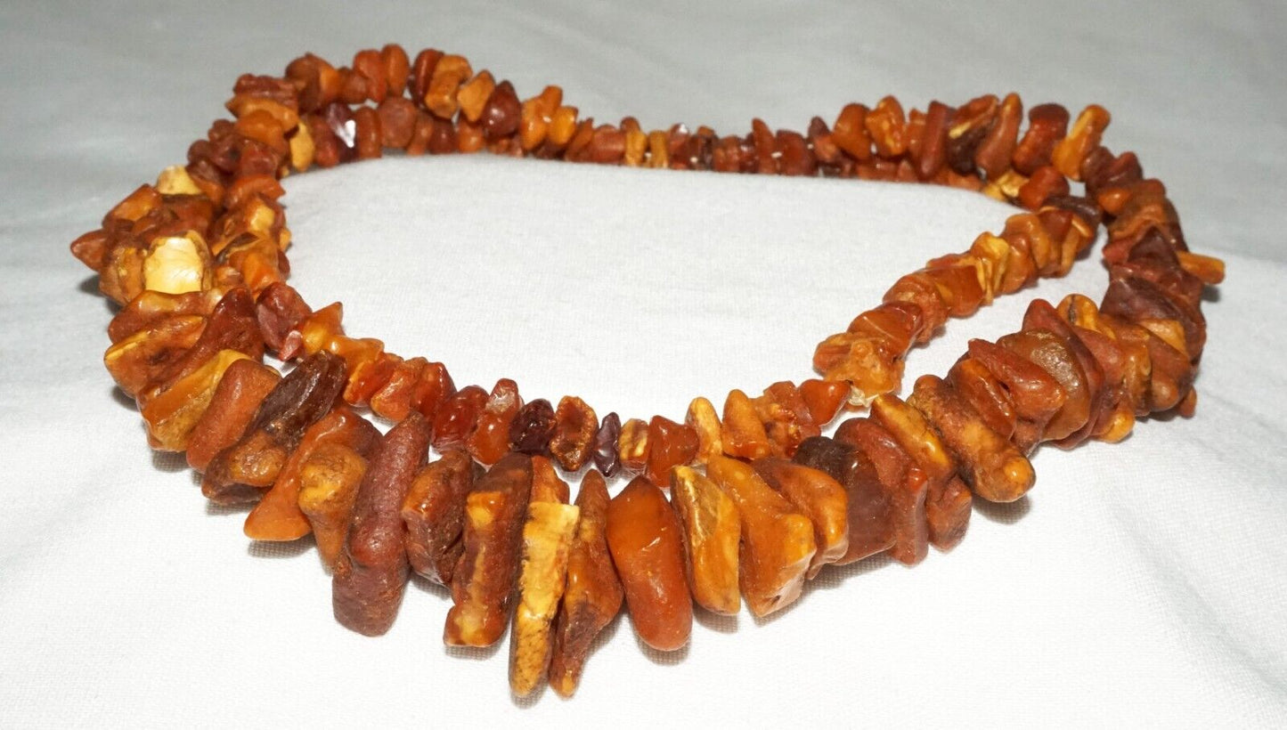 Vintage European Amber Chunk Graduated Bead Necklace (ShI)