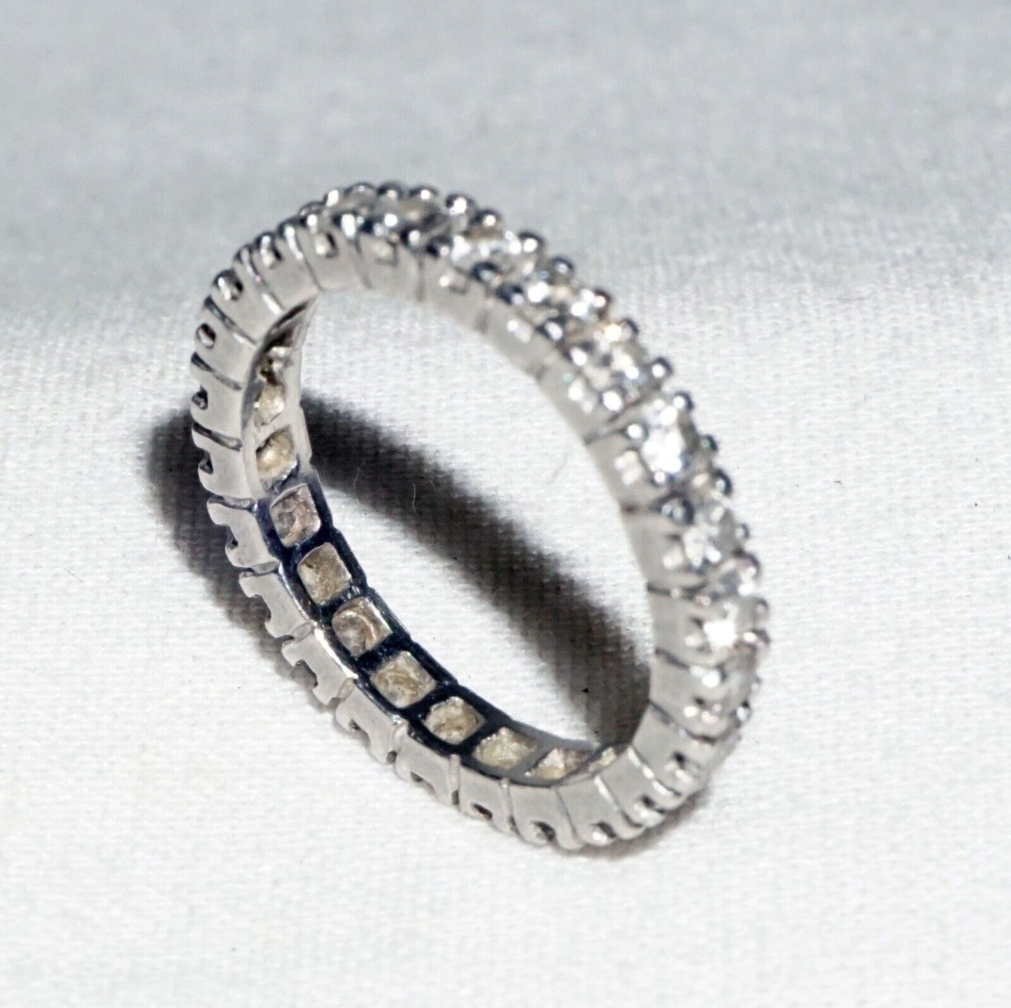 Vintage Platinum Full Eternity Wedding Band Ring Sz.5.25 w. 24x Diamonds (---)