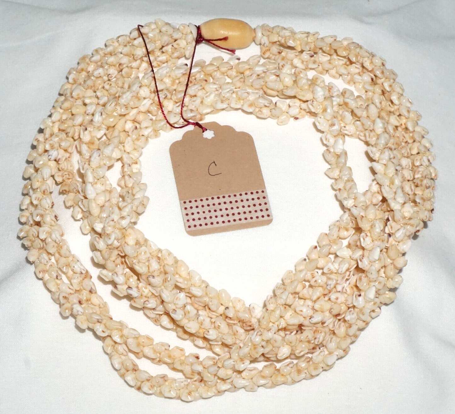 Vintage Hawaii 3x Strand Pikake Style Spotted White Niihau Shell Necklace (KiA)C