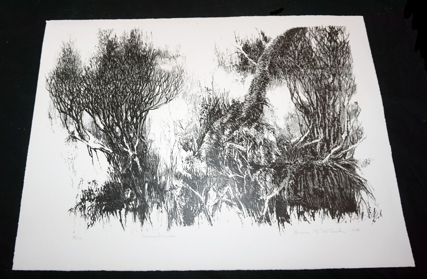 1968 California Lithography Print 8/10 "Swamp-scape" by Bruce McCurdy (Mod)