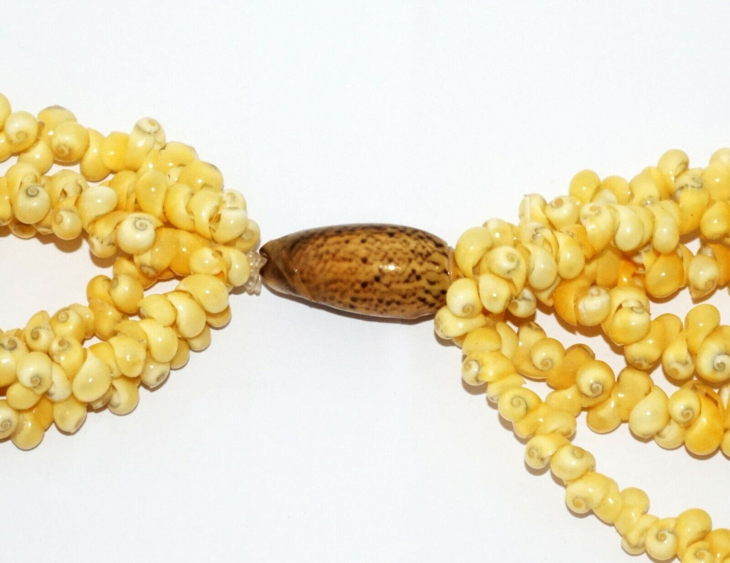 Vintage Pacific 6x Strand Yellow Mini Shell Lei Necklace w. Shell Clasp (CuM)