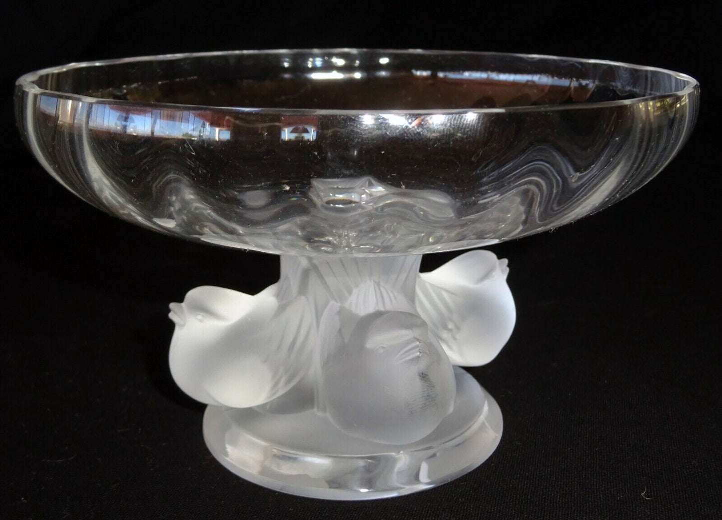 Vintage French Nogent 4 Sparrow Birds Footed Compote Bowl by Lalique (MeG)