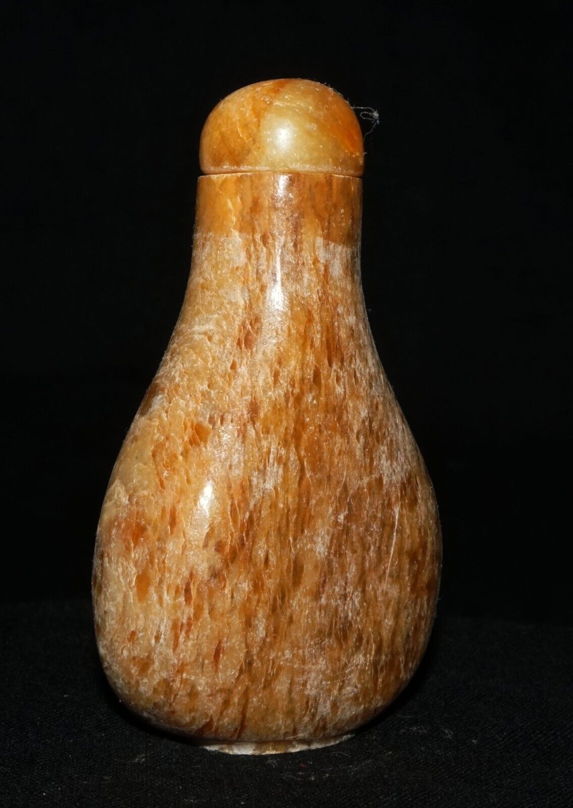 Vintage Chinese Yellow & Brown Mottled Jade Carved Snuff Bottle (LeS) G17