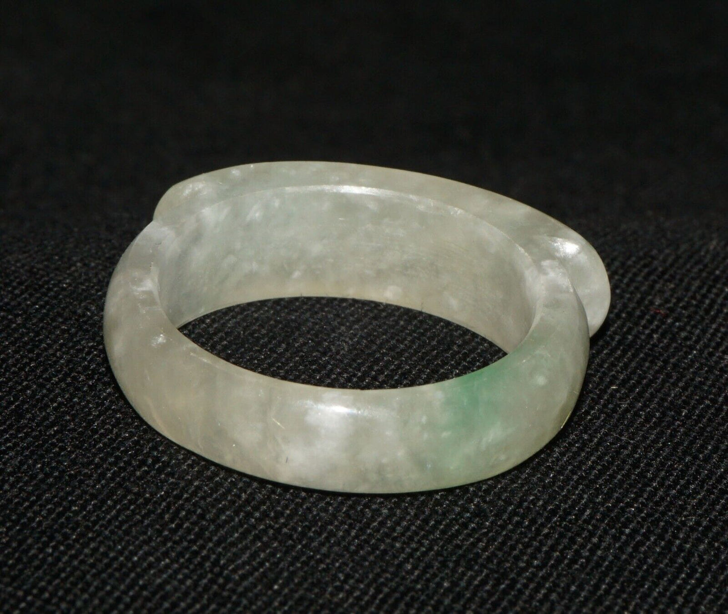 Vintage Chinese Semi Translucent Grey Green Jadeite Jade Saddle Ring Sz.8 (OdC)