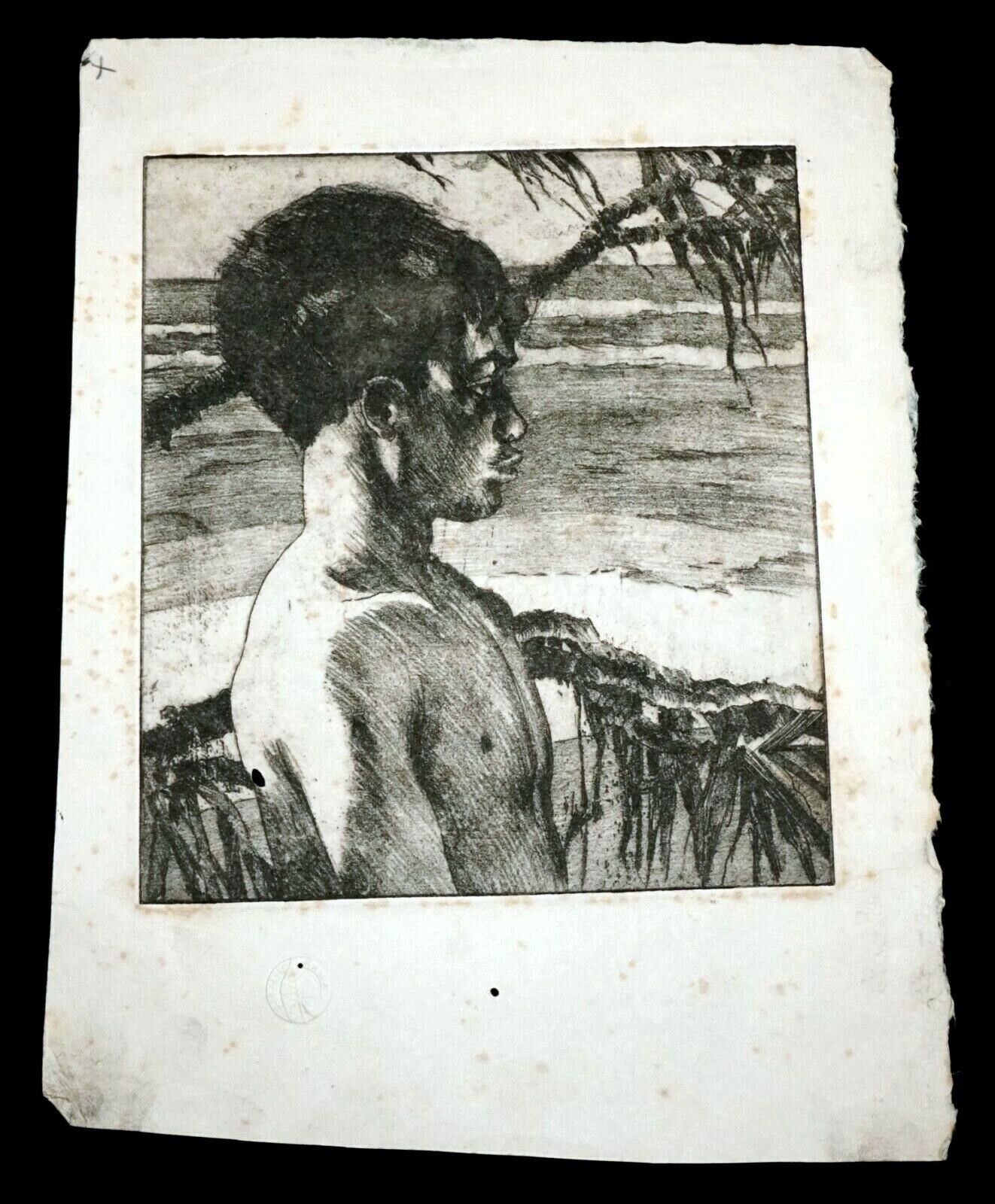 1938 Hawaii Etching Print Kaipo by John Melville Kelly (1879-1962)(Kel)