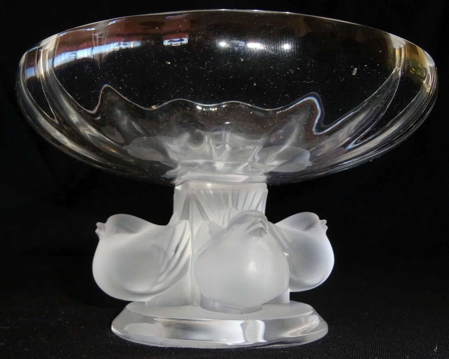 Vintage French Nogent 4 Sparrow Birds Footed Compote Bowl by Lalique (MeG)