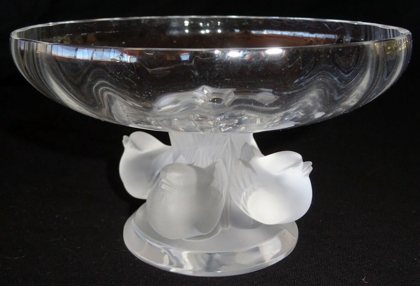 Vintage French Nogent 4 Sparrow Birds Footed Compote Bowl by Lalique (MeG)