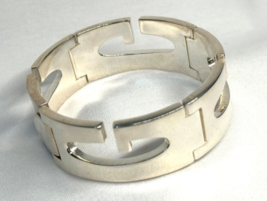 Italian Gucci Sterling Silver Bracelet Wrist Size w Pouch & Box (InS)#1