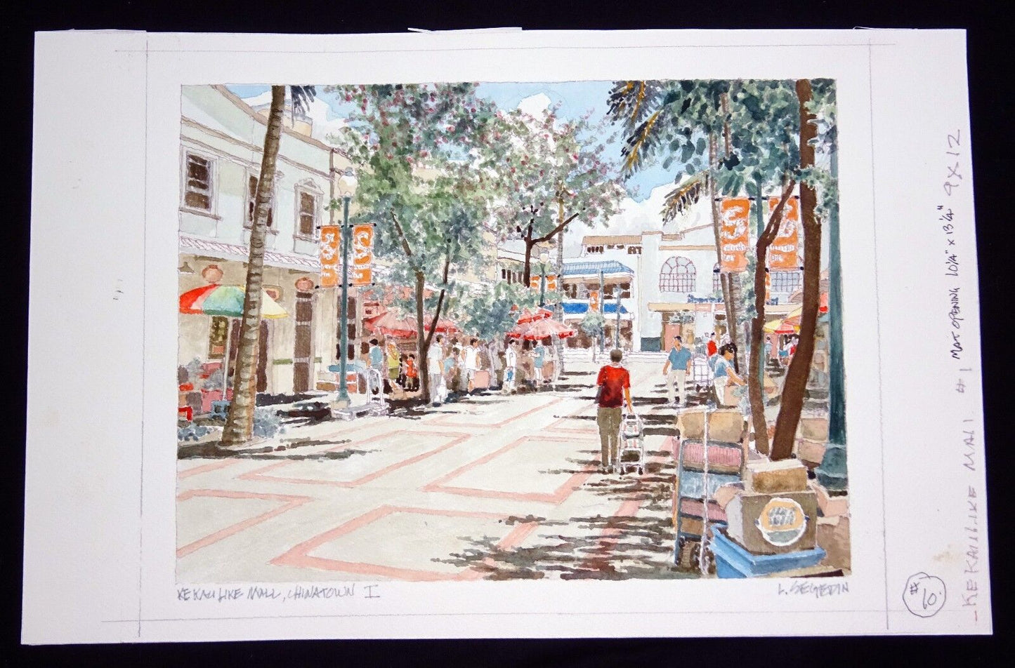 Original Hawaii Watercolor Painting "Kekaulike Mall, Chinatown" by L Segedin #10