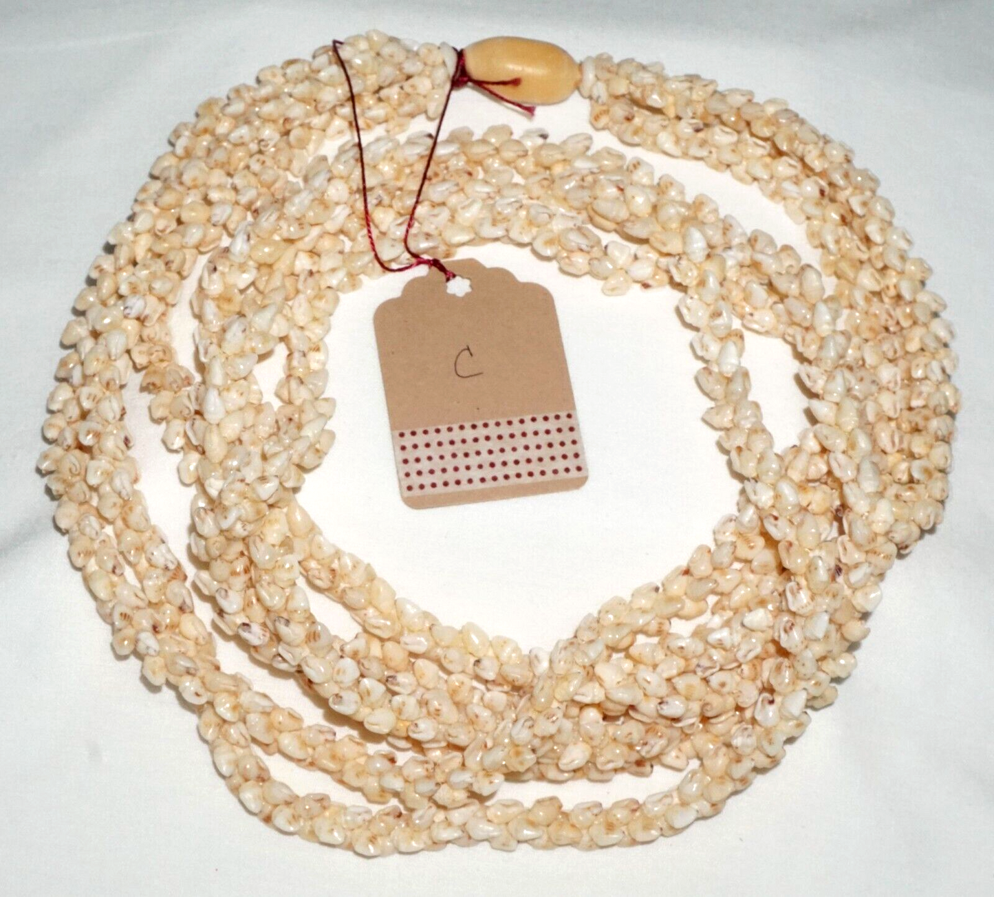 Vintage Hawaii 3x Strand Pikake Style Spotted White Niihau Shell Necklace (KiA)C