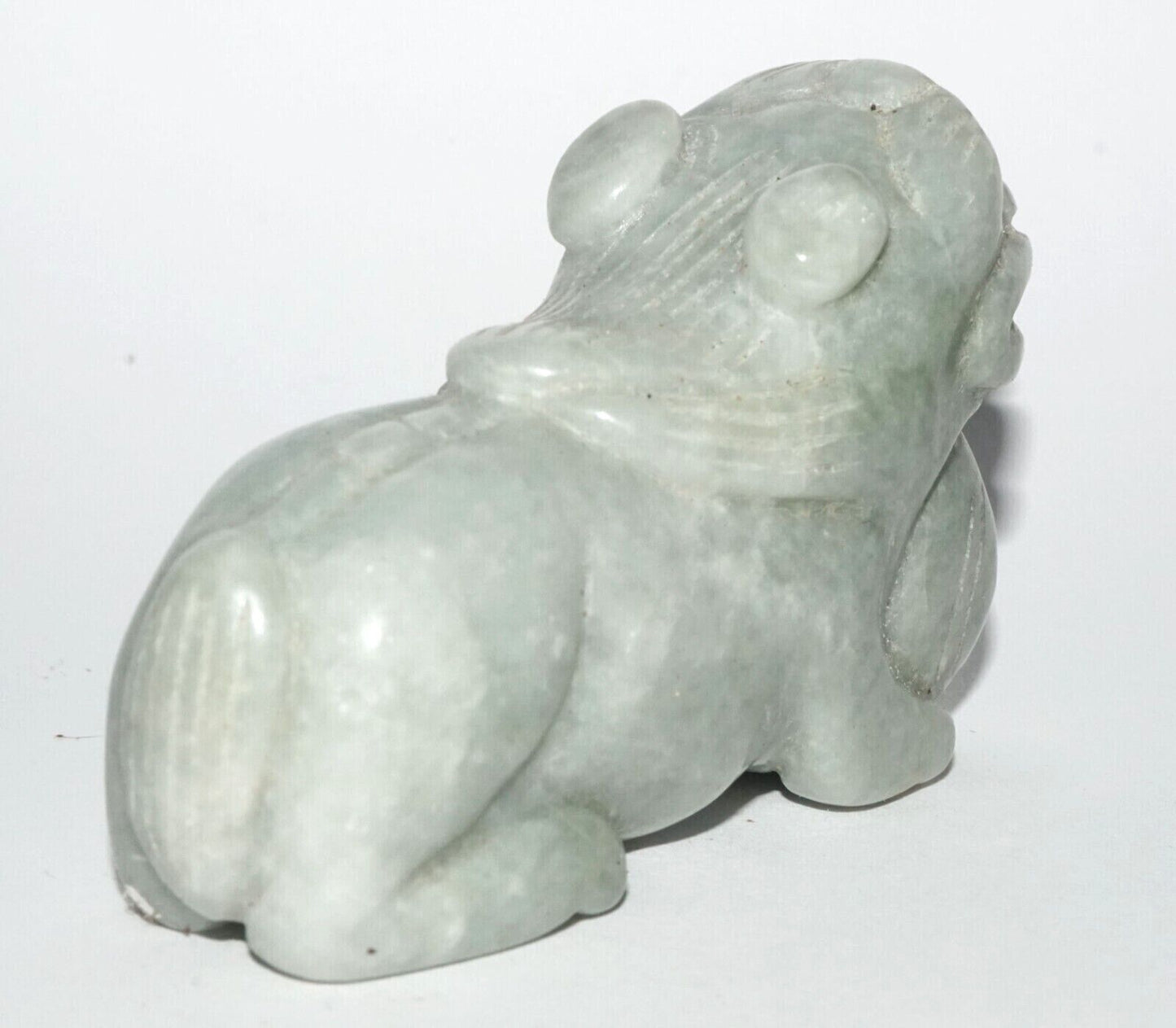 Vintage Chinese Jadeite Jade Carved Snuff Bottle w. Foo Dog & Ball (LeS) G12