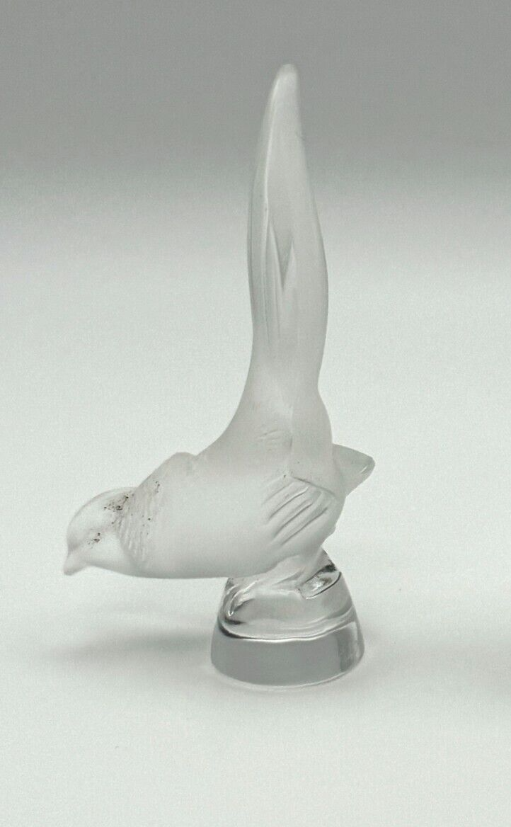 Vintage French Frosted Crystal Lalique Pheasant Figurine 3.75" (TuC)