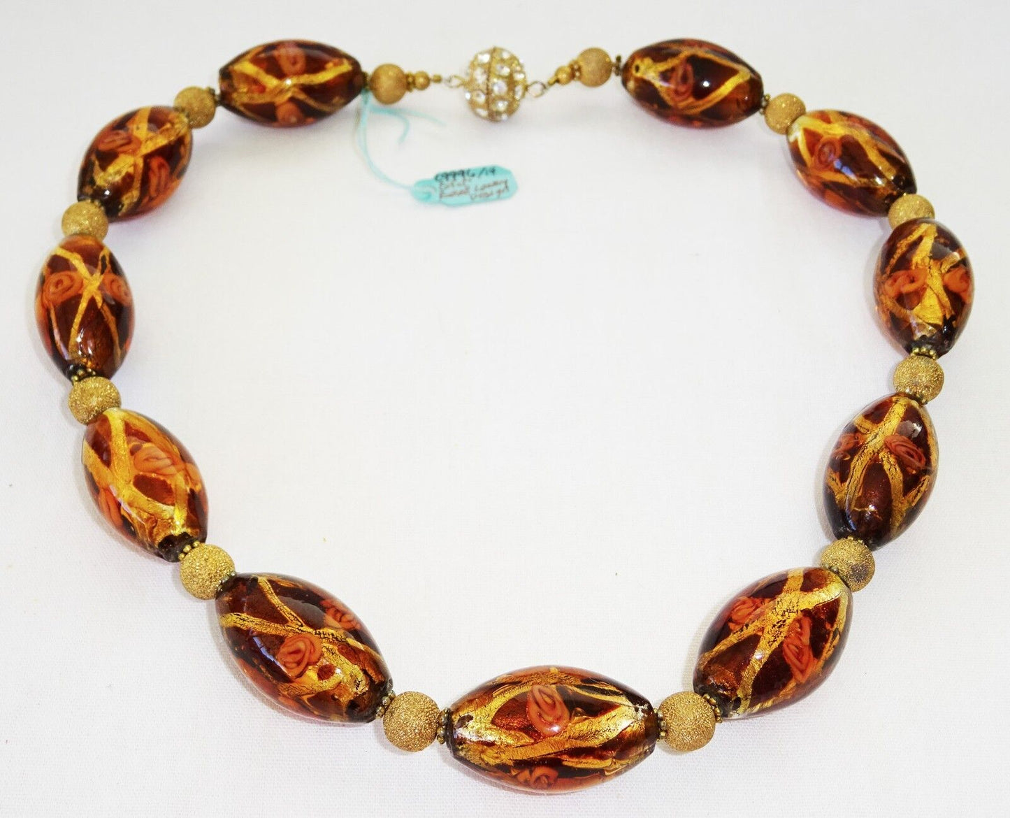 Vintage Hawaii Amber Color Glass Bead Necklace Designed by Russell Lowrey (Wel)