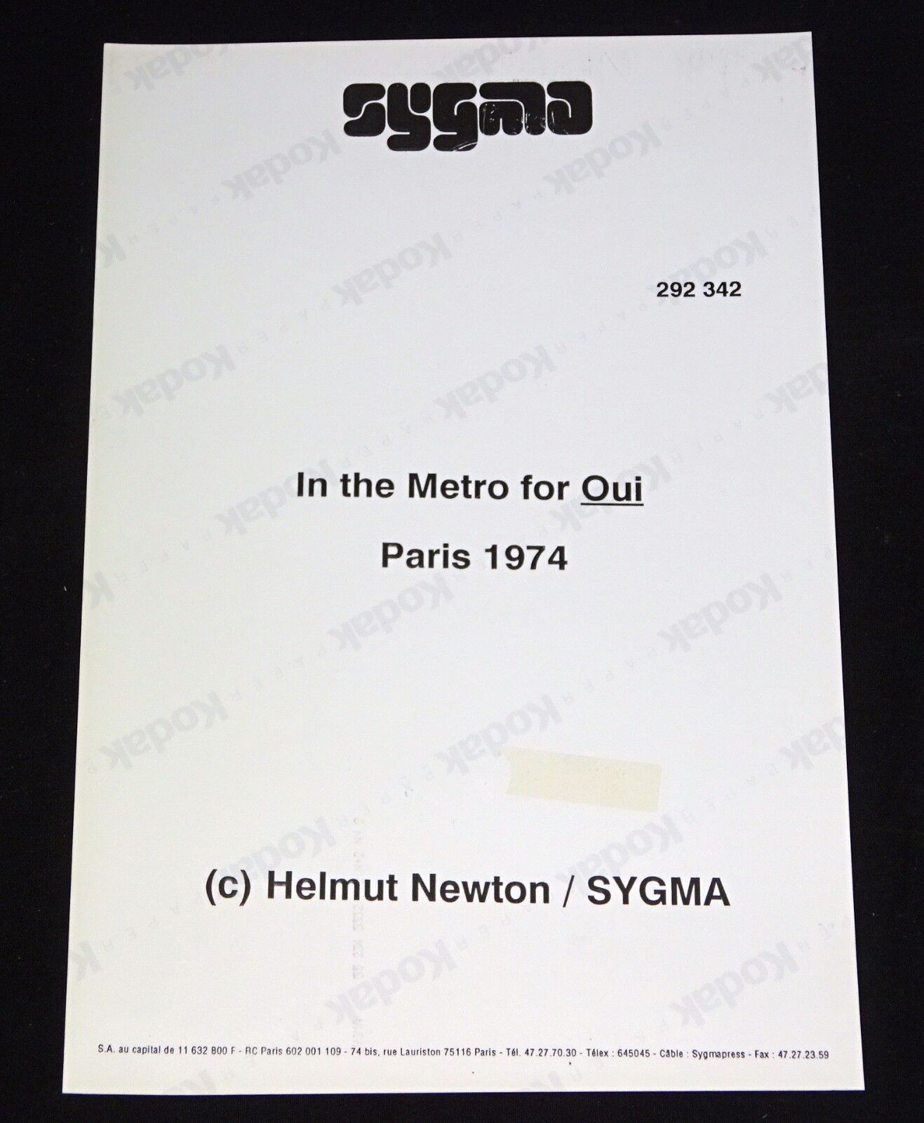 1974 US/French Color Photo "In the Metro for Oui" by Helmut Newton SYGMA (Yir)