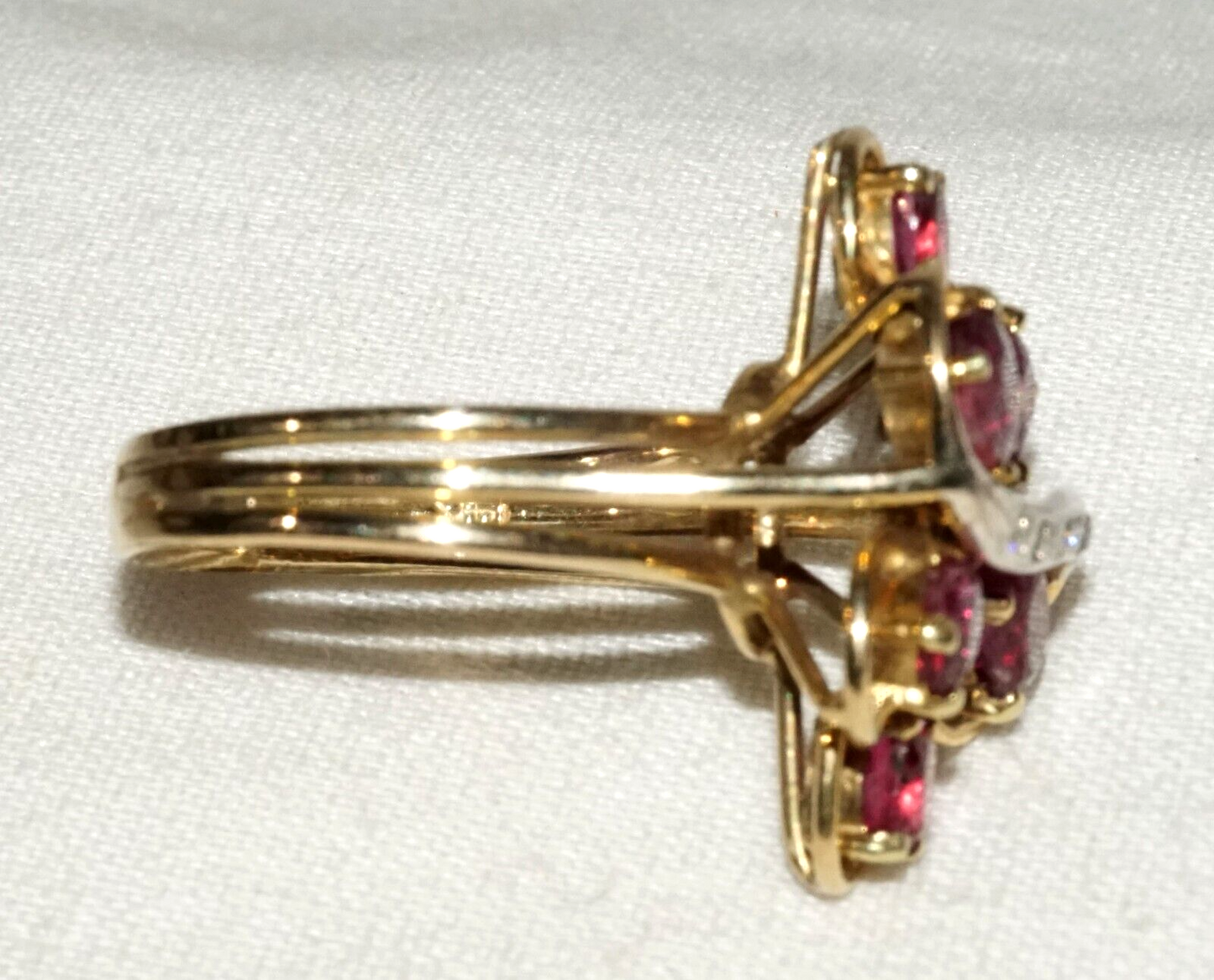 Vintage 14k Yellow Gold Ring Sz.7.5 set w. 6x Rubies & 5x Diamonds (GoB) #5