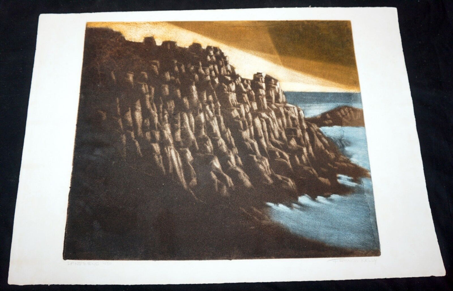 1960s California Litho Print 10/50 "Land's End" by Francis Robert Jr Kelly (Mod)