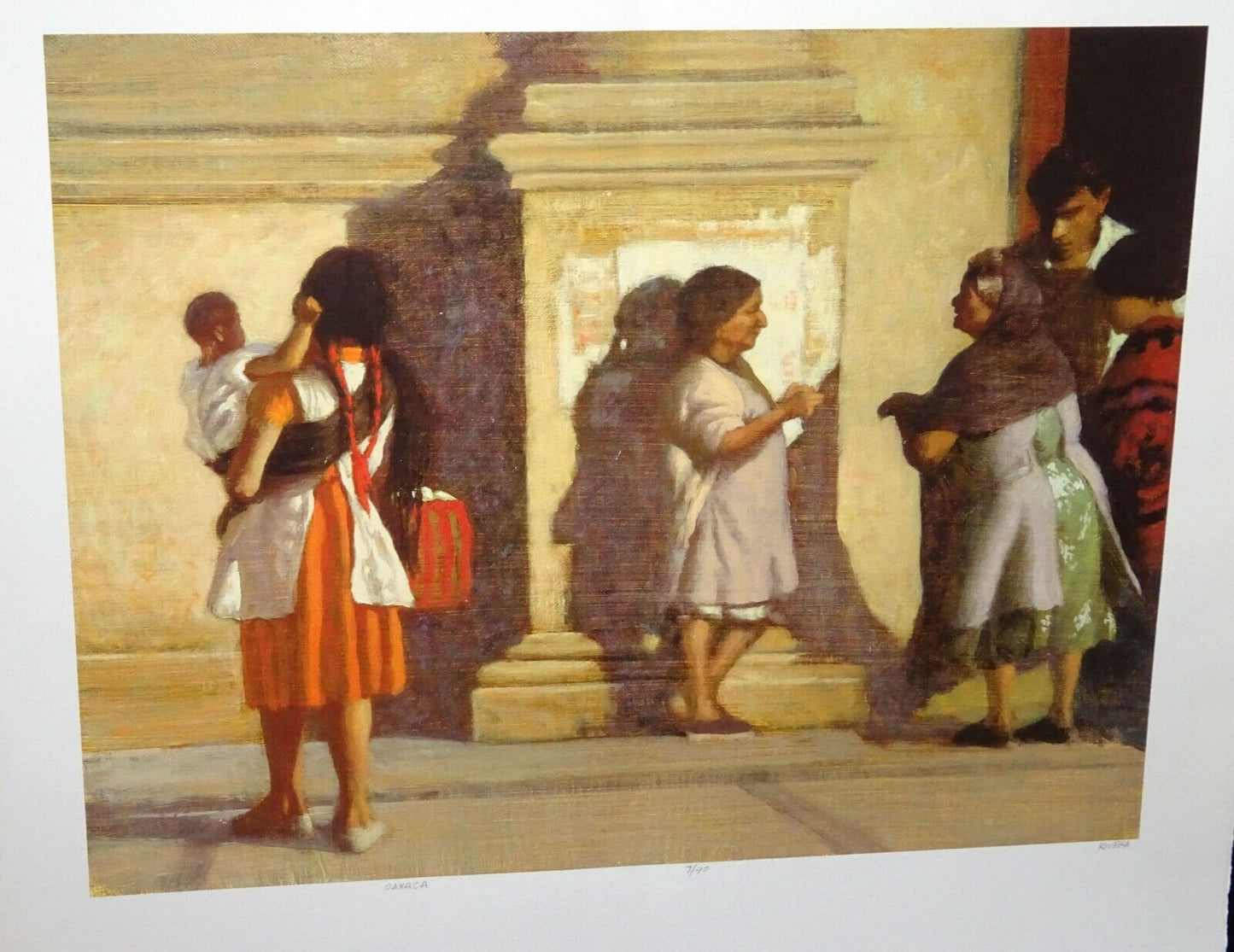 Vintage US Print 7/40 Street Scene "Oaxaca" by Elias Rivera (1937-2019)(DoC)